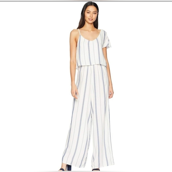Roxy Striped Cold Shoulder Culotte Jumpsuit Size XL Women's Cotton - Picture 1 of 10